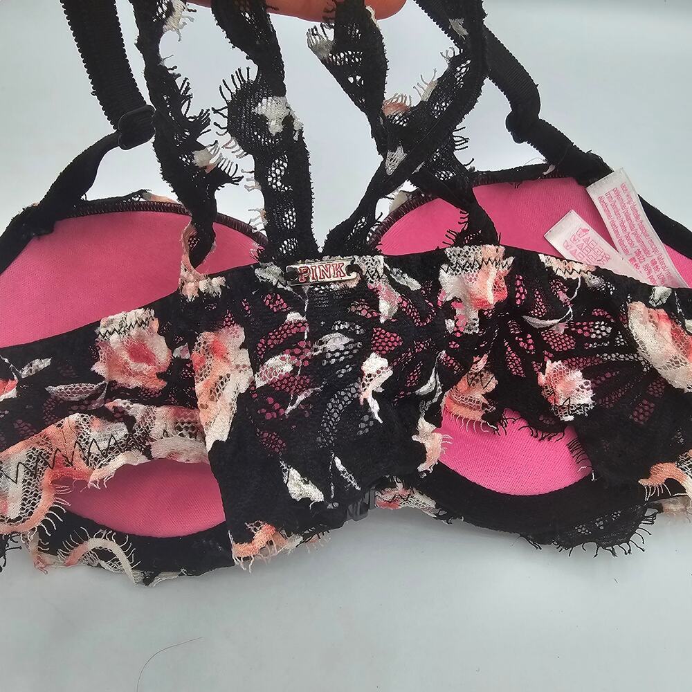 Pink Victoria Secret Floral Racerback Bra size 34B - Picture 5 of 9